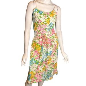 Vintage 70s BEACON ST Floral Print Midi Dress Medium